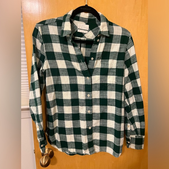 J. Crew Green Checkered Button Up - Picture 1 of 2